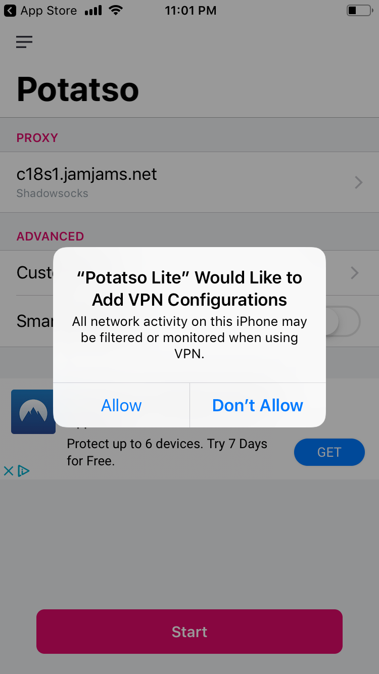 Allow the VPN configuration